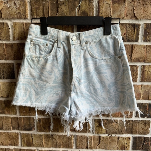 Zara Blue Jean Shorts Distressed High-Waisted - Picture 7 of 7